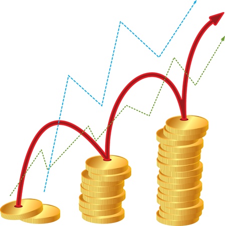 Gold coins and bar chartのイラスト素材