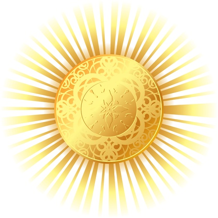 golden sun with bright raysのイラスト素材