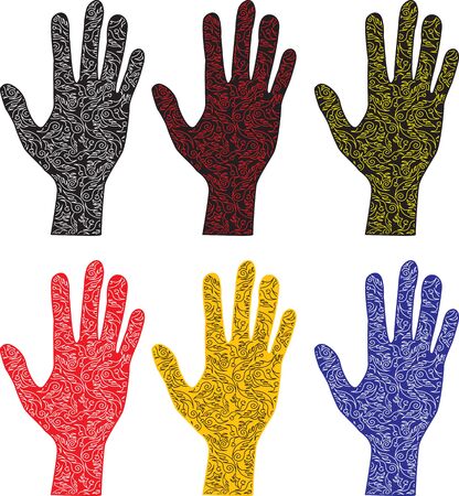 Set of hands with ornamentのイラスト素材