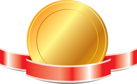 Gold medal with red ribbonのイラスト素材