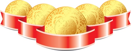 Gold coins with red ribbonのイラスト素材