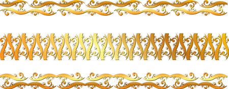 Set of gold swirl floral borderのイラスト素材
