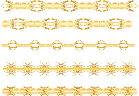 Set of gold seamless borderのイラスト素材