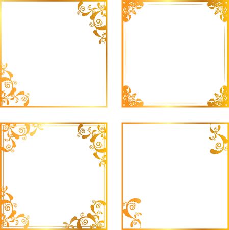 Set of gold floral framesのイラスト素材