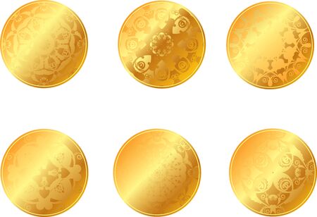 set of gold coins or medalsのイラスト素材