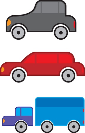 set of simple colored carsのイラスト素材