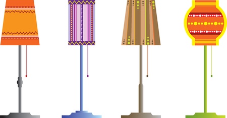 set of colored floor lampsのイラスト素材