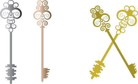 set of old vintage keysのイラスト素材