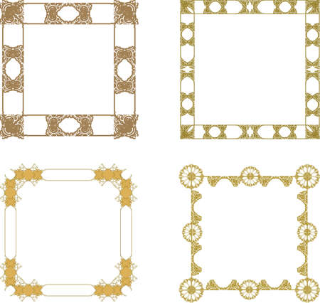 Set of vintage gold framesのイラスト素材