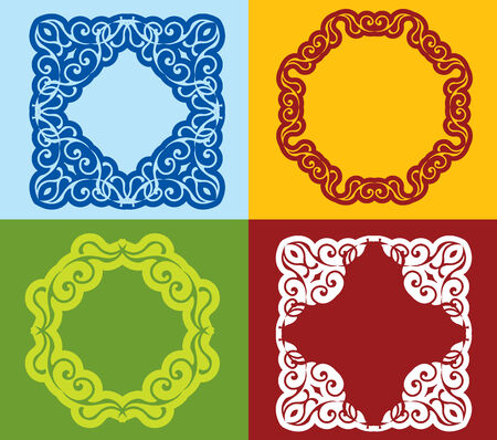 Set of colored vintage frameのイラスト素材