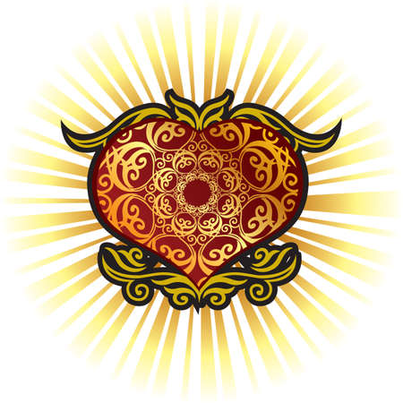 shining pattern heart with raysのイラスト素材