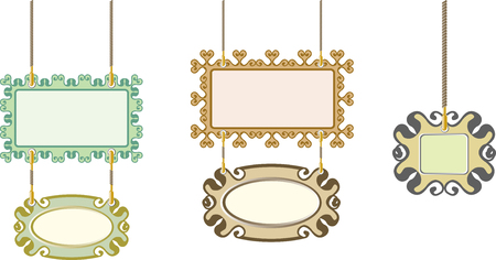 set of vintage signage on chainsのイラスト素材