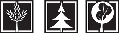 Set of black graphic icons with treesのイラスト素材