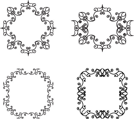 Set of floral vintage framesのイラスト素材