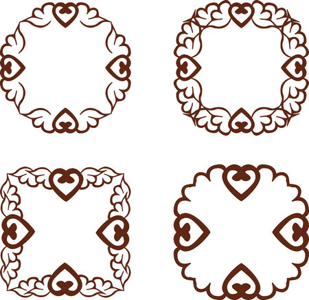 Set of vintage heart framesのイラスト素材