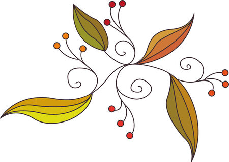 decorative pattern of plants with leaves and berriesのイラスト素材