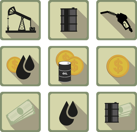 Set of oil flat iconのイラスト素材