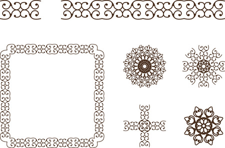 Set of abstract graphic elements and framesのイラスト素材