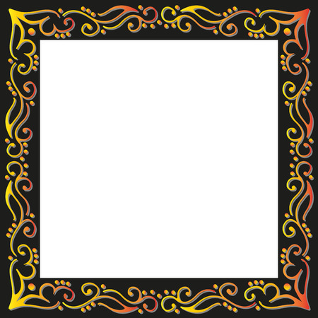 Abstract gold floral frame with patternのイラスト素材