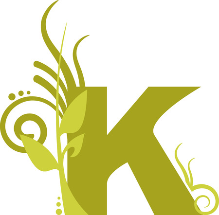 Floral letter K from the alphabetのイラスト素材