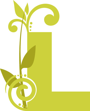 Floral letter L from the alphabetのイラスト素材