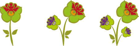 Set of bright graphic flowersのイラスト素材