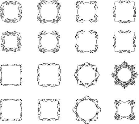 Set of floral vintage framesのイラスト素材