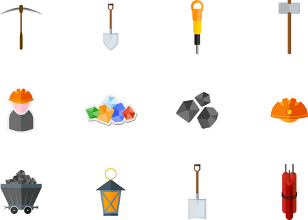 Set of mining flat iconのイラスト素材