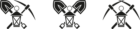 Set of mining emblem with lampのイラスト素材