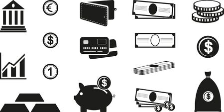 Set of black money iconのイラスト素材
