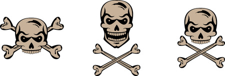 Set of  graphic skulls with bonesのイラスト素材
