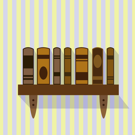 Brown bookshelf on a striped background. EPS10のイラスト素材