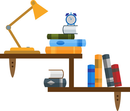 Wall bookshelf with various objectsのイラスト素材