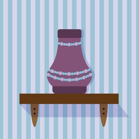 shelf with a vase on a striped background. EPS10のイラスト素材