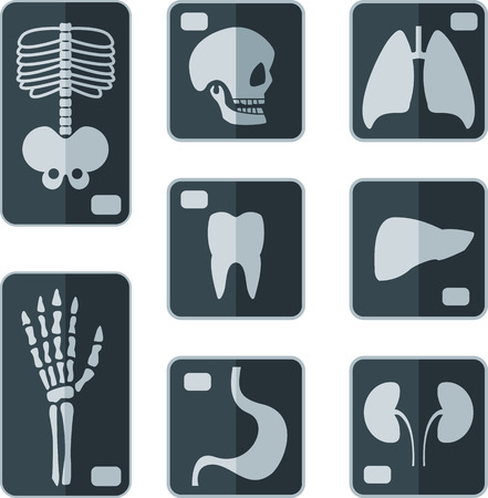Set of X-rays flat iconのイラスト素材
