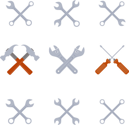 Set of flat crosswise toolsのイラスト素材