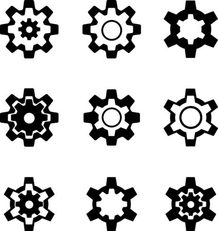 Abstract set of black cogwheel symbolsのイラスト素材