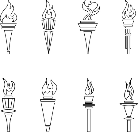 Set of black line sports torchesのイラスト素材