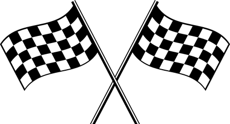 two black checkered flag crosswiseのイラスト素材