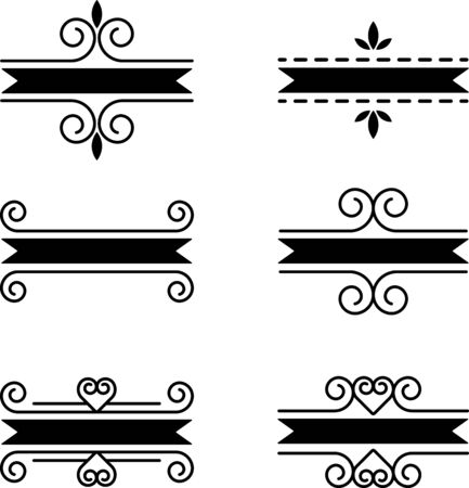 Set of black vintage bannersのイラスト素材