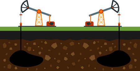 Flat image of oil rigs and oilfieldのイラスト素材