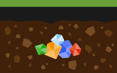 Flat layer of ground and mineralsのイラスト素材