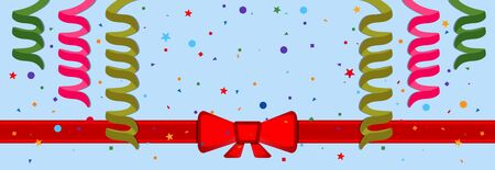 Festive background with serpentine and red ribbon.のイラスト素材