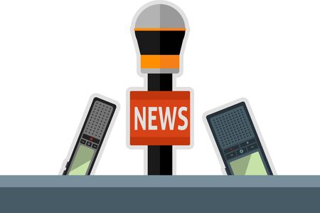 Set of flat microphone and dictaphones.のイラスト素材