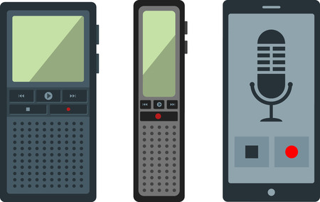 Flat set of digital dictaphones.のイラスト素材