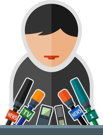 Flat image of man with microphones.のイラスト素材