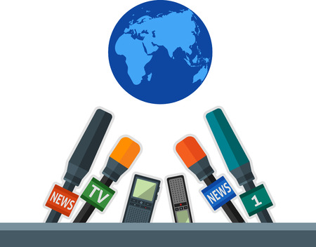 Set of flat microphones and dictaphones.のイラスト素材