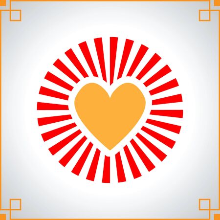 Abstract background with graphic heart and raysのイラスト素材