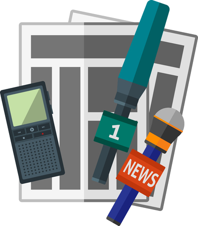 Flat news icon with journalistic items.のイラスト素材