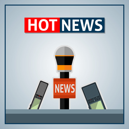 News background with microphones.のイラスト素材